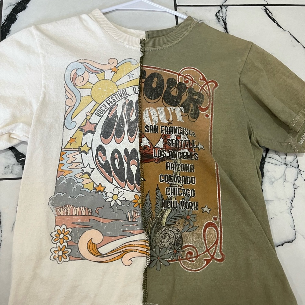 Buckle Kids Graphic Tee in Cream and Olive